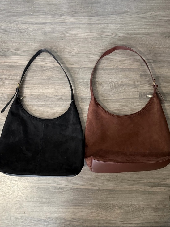 Ardene Handbags - Bundle of 2 Faux Suede Classic Shoulder Bag Tote Bag with Adjustable Strap